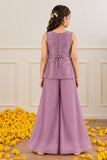 Lavender Sequin Embellished Palazzo Set with Dupatta For Girls