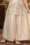 Girls Cream Palazzo Set with Floral Embroidered Kurti And Dupatta