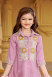 Soft Pink Embroidered Co-ord Set For Girls
