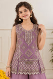 Lavender Sequin Embellished Palazzo Set with Dupatta For Girls