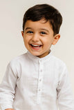 Classic White Cotton Kurta Pyjama Set For Boys