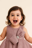 Shimmer Party Dress With Statement Bow For Girls
