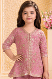 Mauve Delicate Floral Vine Embroidered Palazzo Set with Dupatta