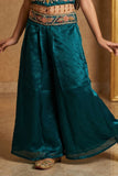 Blue Sequins Work With Thread Embroidery For Palazzo Set For Girls