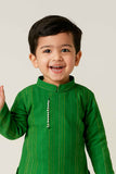 Festive Green Kurta And White Dhoti Set With Bead Detailing For Boys