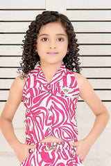 Trend Pink Printed Casual Wear Co Ord Set For Girls