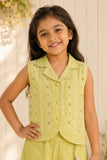 Lime Green  Waistcoat Top & Wide-Leg Co-Ord Set