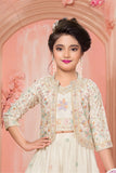 Cream Embroidered 3-Piece Palazzo Set for Girls