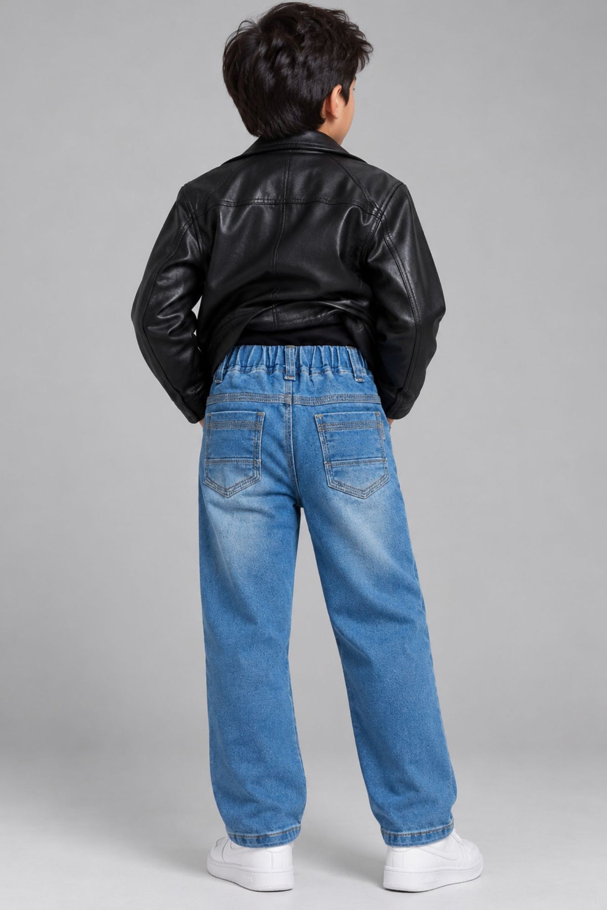 Blue Stone Washed  Regular Fit Denim Jeans For Boys