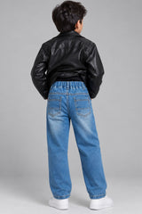 Blue Stone Washed  Regular Fit Denim Jeans For Boys