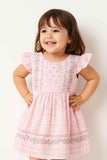 Soft Pink Embroidered Cotton Frock For Girls