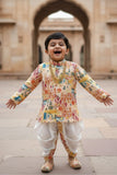 Cream Multicolor Ethnic Printed Kurta Dhoti Set for Boys