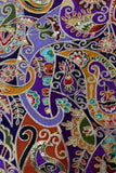 Purple Palazzo Set with Multicolor Paisley Embroidered Top For Girls