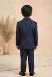 Navy Blue Embroidered 5 Piece Suit Set With Bead Work For Boys