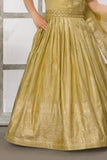Gold Silk Ethnic gown with Zari Border For Girls