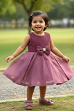 Mauve Embellished Bow Charm Party Frock for Girls