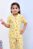 Cute and Comfy Yellow Cupcake Printed Night Suit Set for Girls