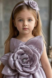 Light Brown 3D Floral Party Wear Frock for Girls