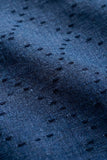 Blue Geometric Thread Embroidered Pure Linen Kurta