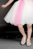 Pink Double Shaded Frock Embellished With 3D Flowers For Girls