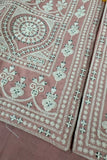 Peach Embroidered Kurta Pajama Set with Ethnic Nehru Jacket for Boys