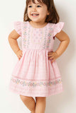 Soft Pink Embroidered Cotton Frock For Girls