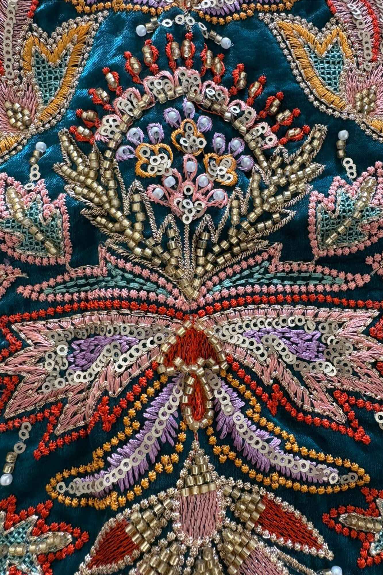 Blue Sequins Work With Thread Embroidery For Palazzo Set For Girls