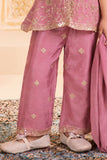 Mauve Delicate Floral Vine Embroidered Palazzo Set with Dupatta