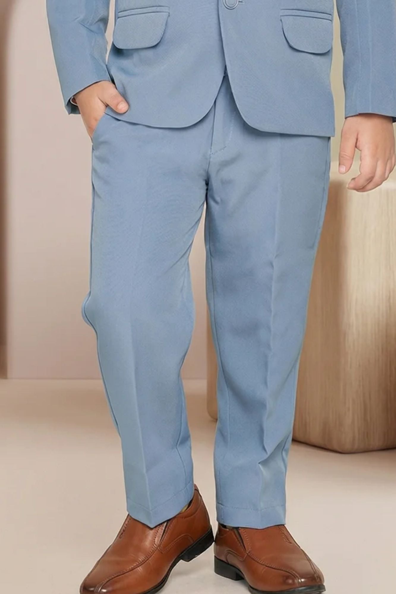 Boys Light Blue Party Wear 5-Piece Suit