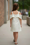 Ivory Off-Shoulder Bow Party Dress For Girls