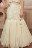 Cream Pearl Embellished  Lehenga Choli For Girls