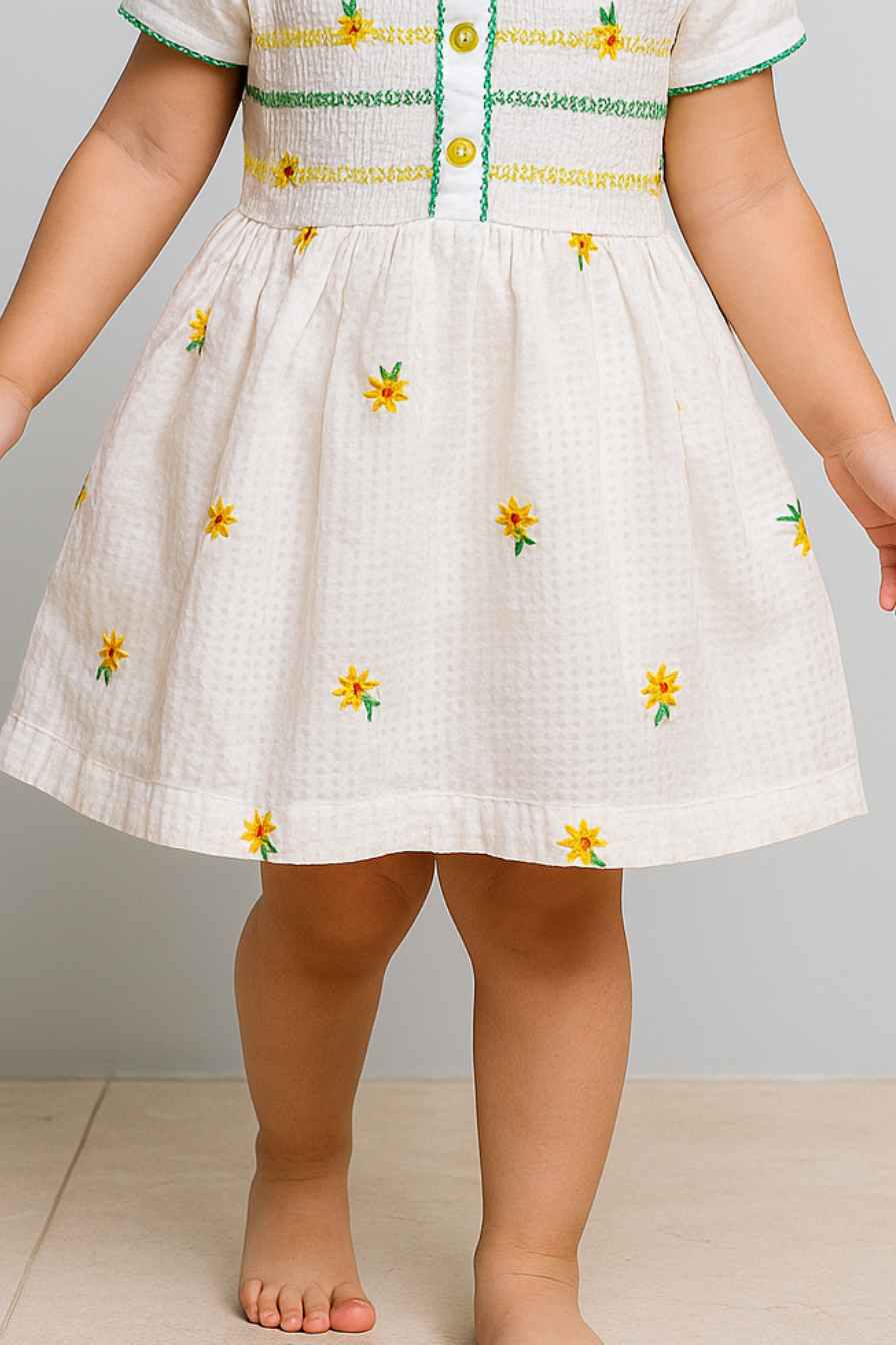 White Embroidered Vintage Inspired Dress For Girls