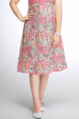 Pink Sequins Work And Floral Printed Causal Dress For Girls