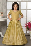Gold Silk Ethnic gown with Zari Border For Girls