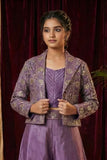 Lavender Embroidered Crop Top and Jacket Palazzo Set For Girls