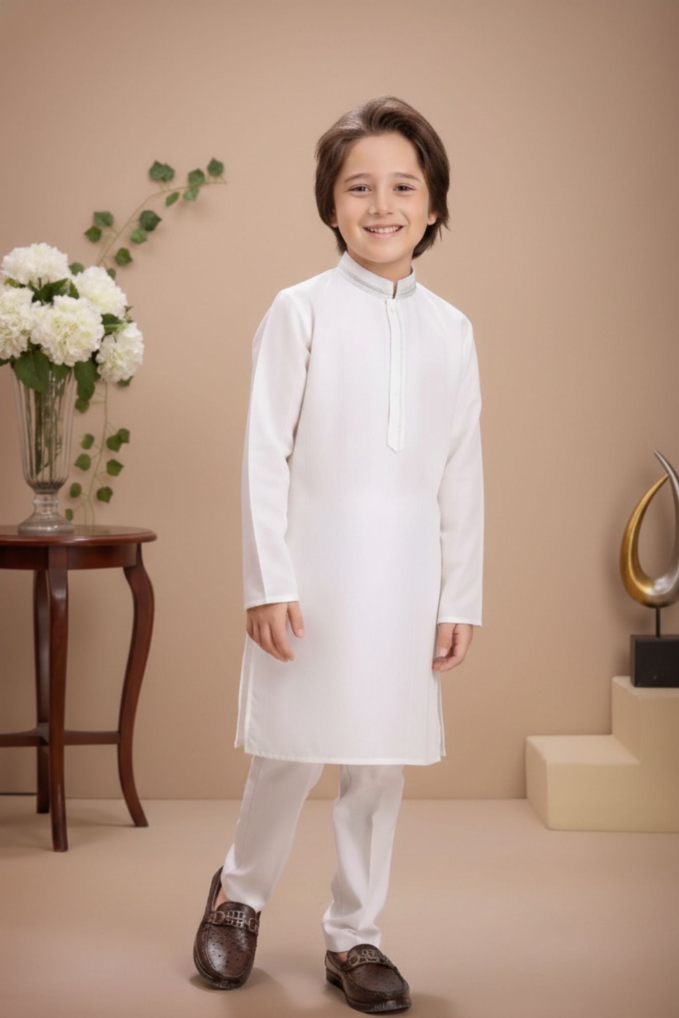 Classic White Kurta Pajama Set for Boys