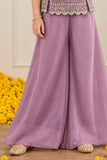 Lavender Sequin Embellished Palazzo Set with Dupatta For Girls