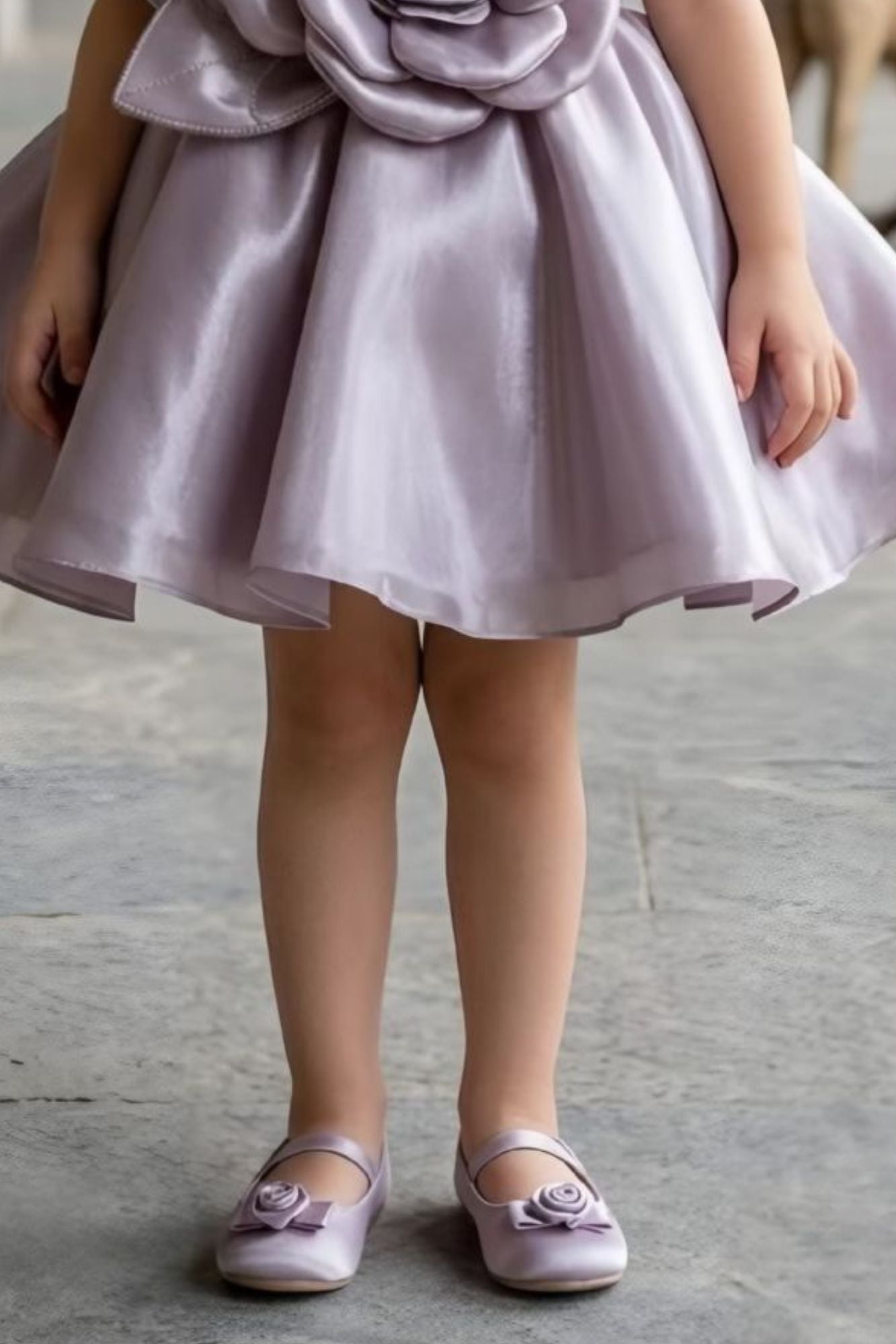 Light Brown 3D Floral Party Wear Frock for Girls