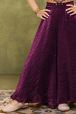 Plum Purple Embroidered Palazzo Set For Girls