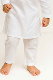 Classic White Cotton Kurta Pyjama Set For Boys