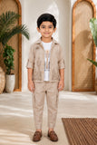 Stylish Beige Co-ord Set with Embroidered Jacket and T-Shirt For Boys