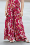 Cherry Red Floral Printed Casual Co Ord Set For Girls