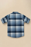 Boys Blue Checked Full Sleeve Casual Shirt