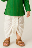 Festive Green Kurta And White Dhoti Set With Bead Detailing For Boys