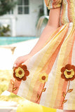 Mustard Smocked Frock With Floral Embroidered For Girls