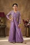 Lilac Palazzo Set with Embroidered Jacket For Girls
