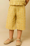Mustard Hakoba Co-ord Set With Frill Detail For Girls
