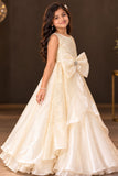 Cream Sequin Embellished Party Wear Gown For Girls