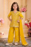 Mustard Yellow Embroidered Palazzo Set with Dupatta