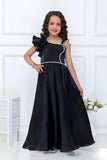 Black One-Shoulder Party Wear Gown For Girls